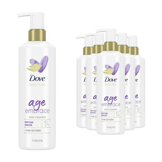 Dove Body Love Age Embrace Body Cleanser with Peptide Serum & Glycerin, 6x517ml