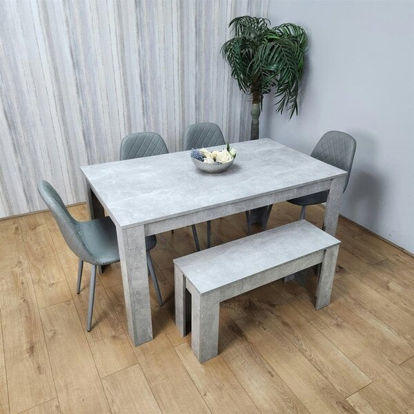 Kosy Koala Wooden Rectangle Dining Table Sets with Set of 4 Chairs, a Bench, Grey