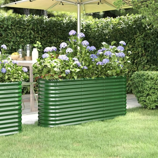Berkfield Garden Raised Bed Powder-coated Steel 152x40x68 cm Green