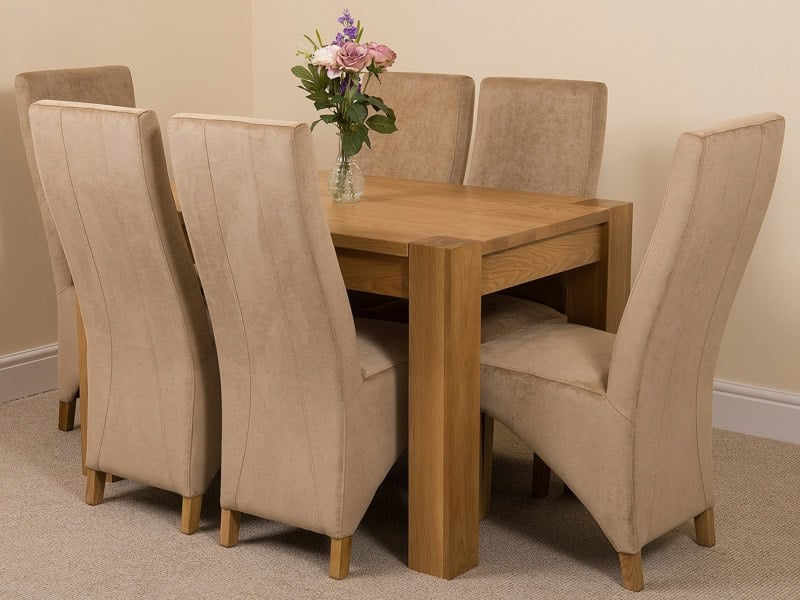 That's Furniture Kuba Small Oak Dining Table with Lola Fabric Chairs