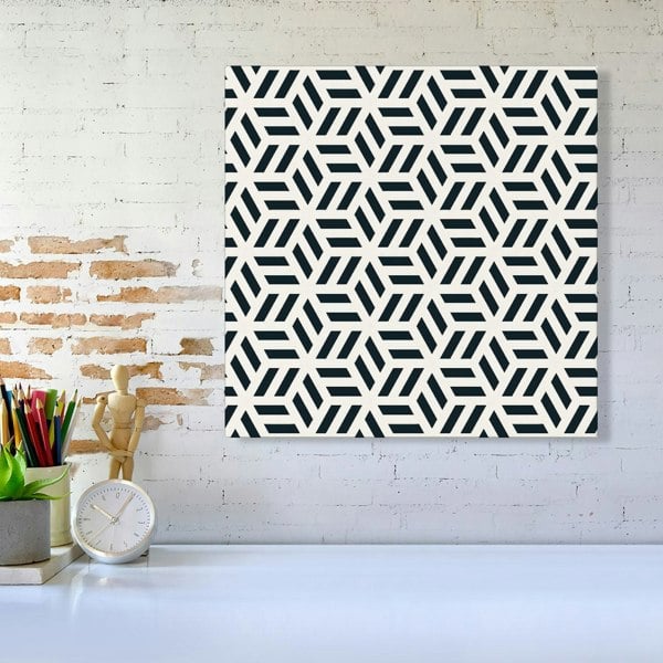 Warren Reed Geometric Monochrome Hexagonal Pattern Canvas