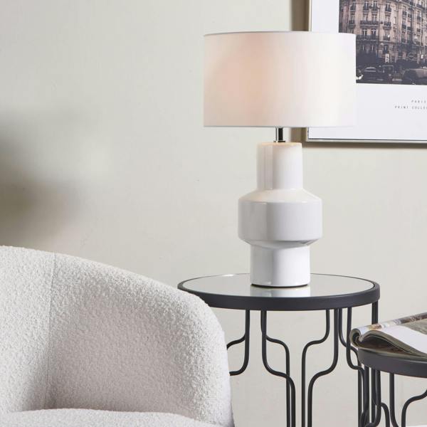 Pagazzi Lighting Salina White Ceramic Table Lamp