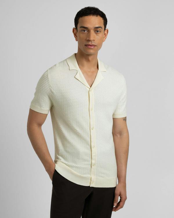 Steel & Jelly Aldgate - Chevron Textured Knitted Short Sleeve Shirt