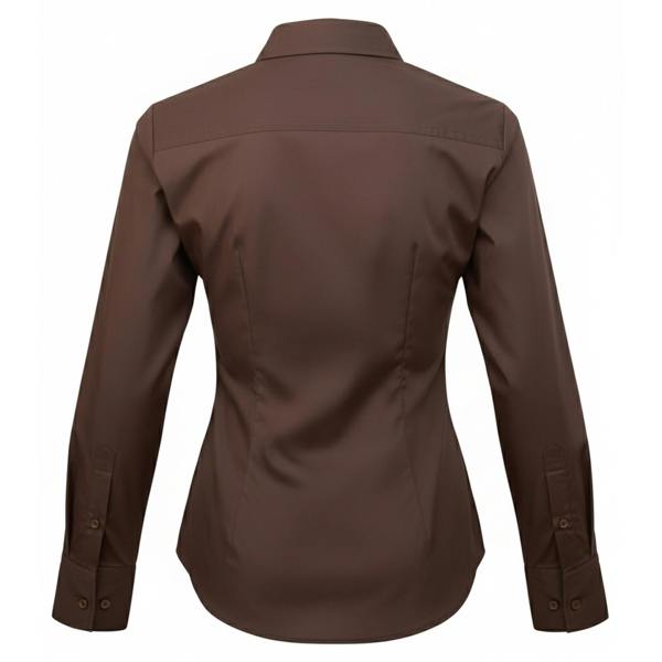 Premier Womens/Ladies Poplin Long-Sleeved Blouse - Brown