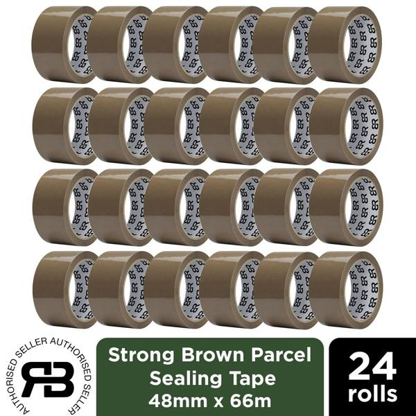 RexBrown Packing Tape 48mm x 66m Clear Brown Fragile Parcel Box Tape 12, 24 or  48 Rolls