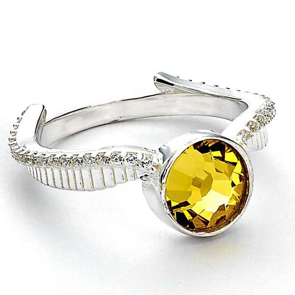 Harry Potter sterling silver Golden snitch crystal Ring size small