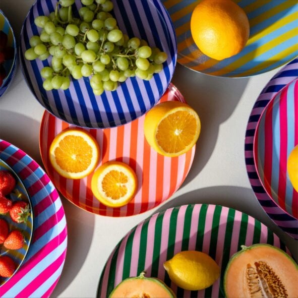 Love Frankie Large Circular Stripy Trays - 5 Colours Available