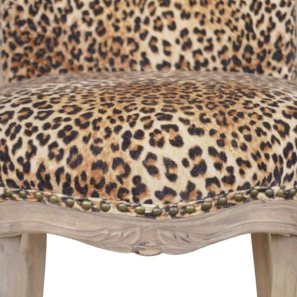 Artisan Furniture Solid Wood Leopard Print Studded Chair