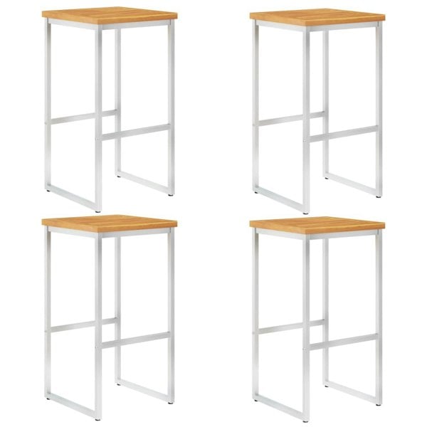 Berkfield Bar Chairs 4 pcs Solid Acacia Wood and Stainless Steel