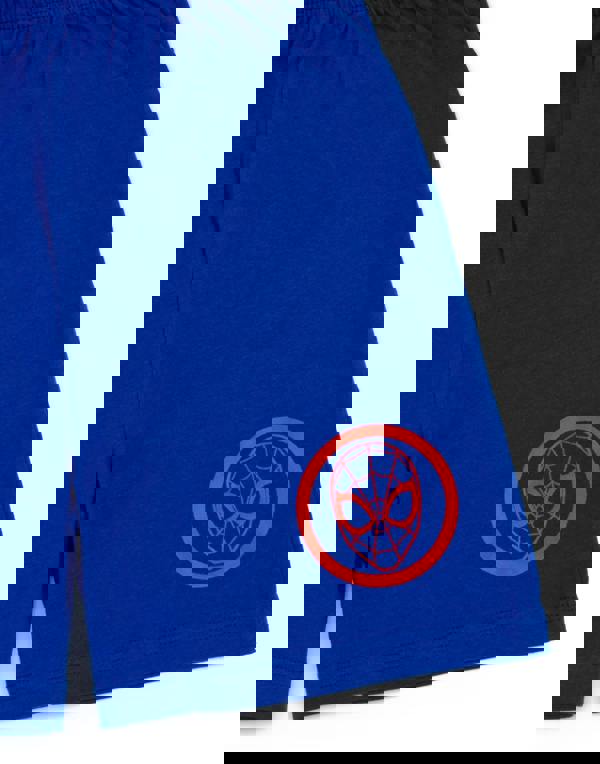 Disney Marvel BoysBlue Upside-Down Spider-Man Brand Name Print Short Sleeve Short Leg Pyjama Set