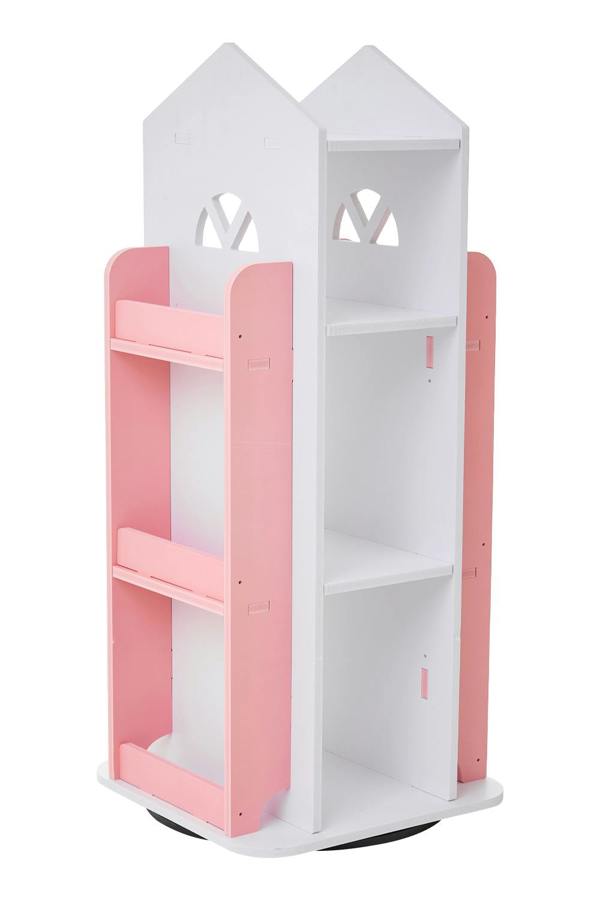 Living and Home 4-Tier Castle Rotating Bookshelf Storage Rack Organiser