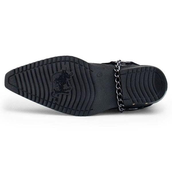 Infinity Leather Men's Black Leather Winklepicker Western Gothic Boots