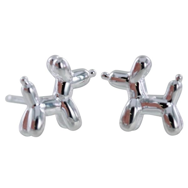 Sterling Silver Balloon Design Dog Stud Earrings - Reeves & Reeves