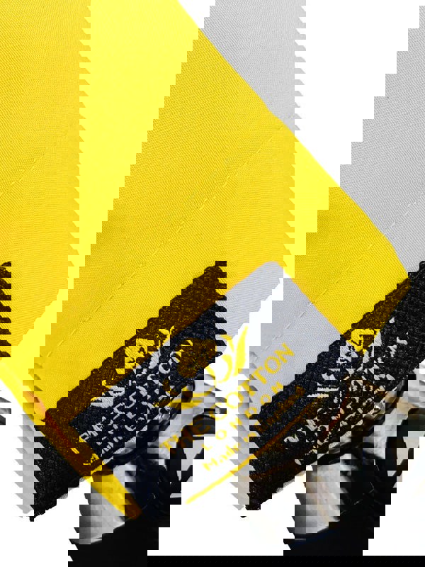 The Cotton- Yellow Straight Black & Silver Metal handle Umbrella