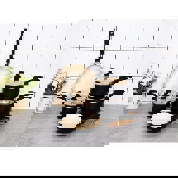 Gr8 Home Aluminium 8 Pc Marble Ceramic Non Stick Induction Frying Pan Saucepan Set Cream