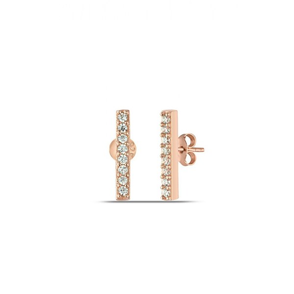 Spero London Bar Stud Zirconia Earrings Sterling Silver