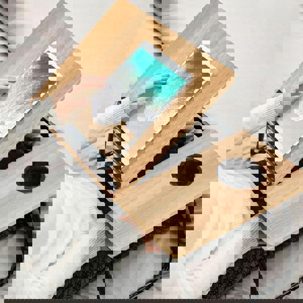 Living and Home Folding Angle Adjustable Laptop Bed Table with Cup Slot, Stop Bar