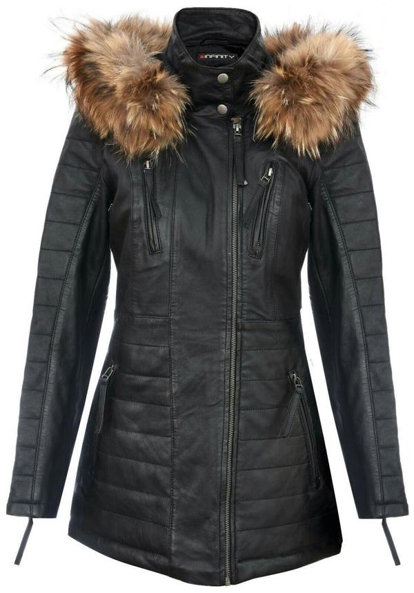 Infinity Leather Womens Quilted Leather Parka Jacket-Curitiba