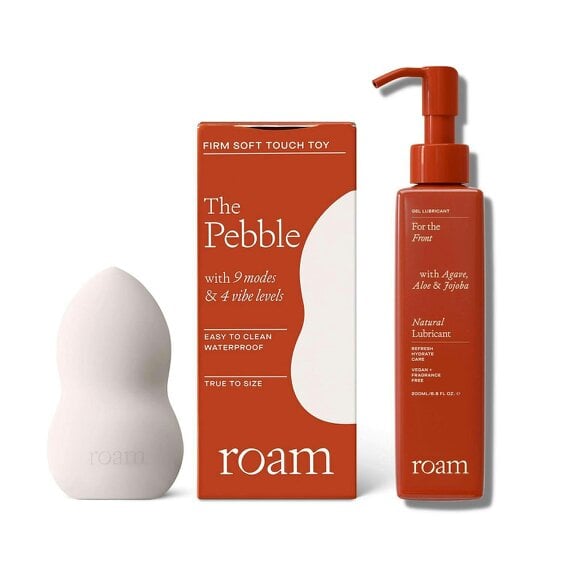 Roam The Pebble Rechargeable Massager & Lubricant Bundle - 9 Modes - Waterproof