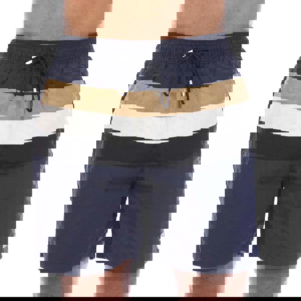 Boss Mens Louis Stripe Swimming Trunks - Navy - 