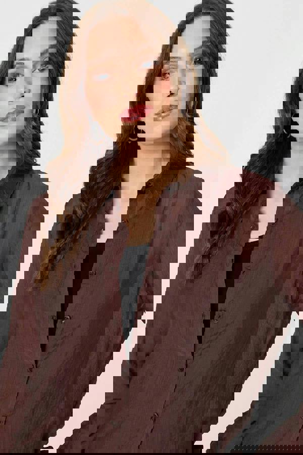 Brown | Long Sleeve Button Front Shirt 