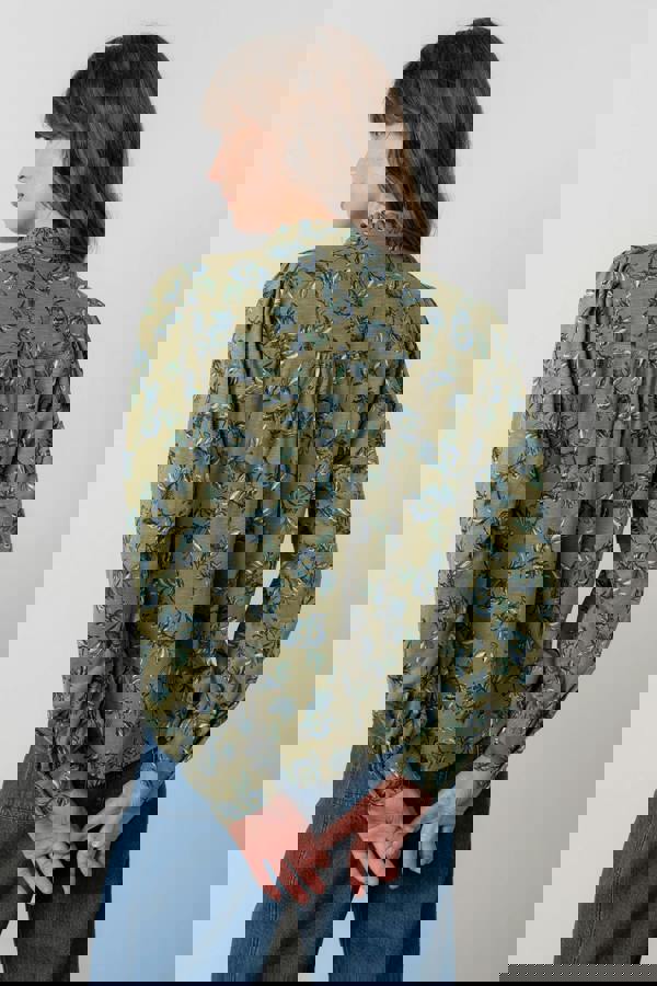 Lily & Me Wayfaring Printed Organic Cotton Jersey Blouse Green