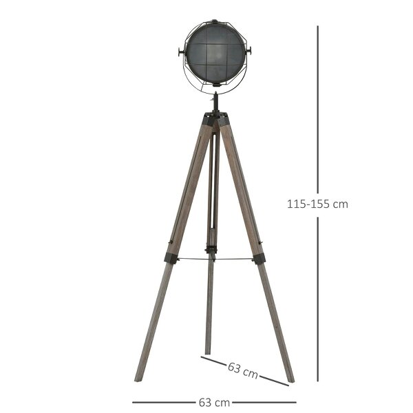Wyld Haus Lesado Zine Wood And Metal Grey Adjustable Tripod Floor Lamp With Spotlight Head