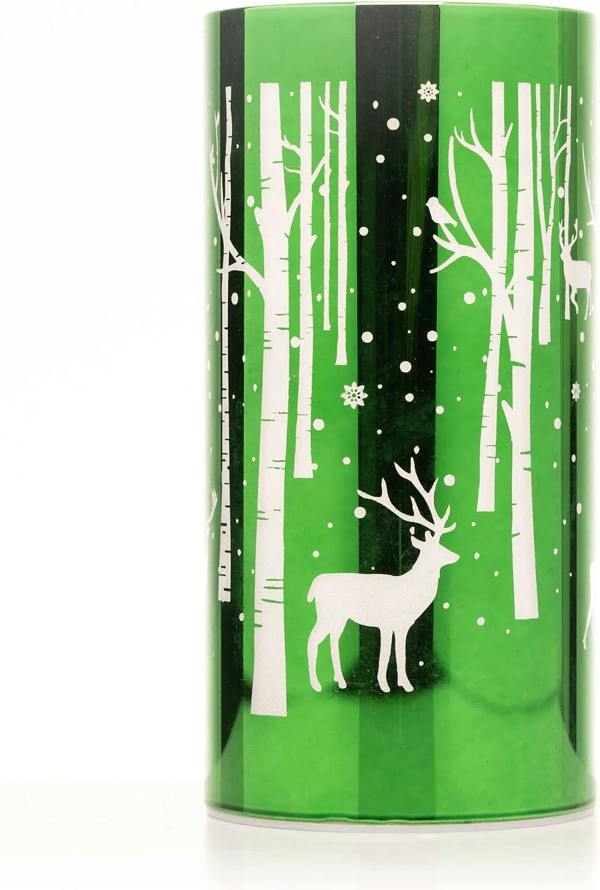 18cm Christmas Decorated Vase Table Deer Scene Green Battery-Operated LED Lamp image 5