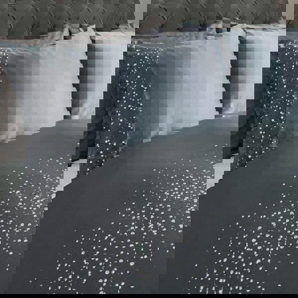 Smart Living Luxury Hotel Quality Diamonte Embellished Duvet Cover with Pillowcases - Charcoal