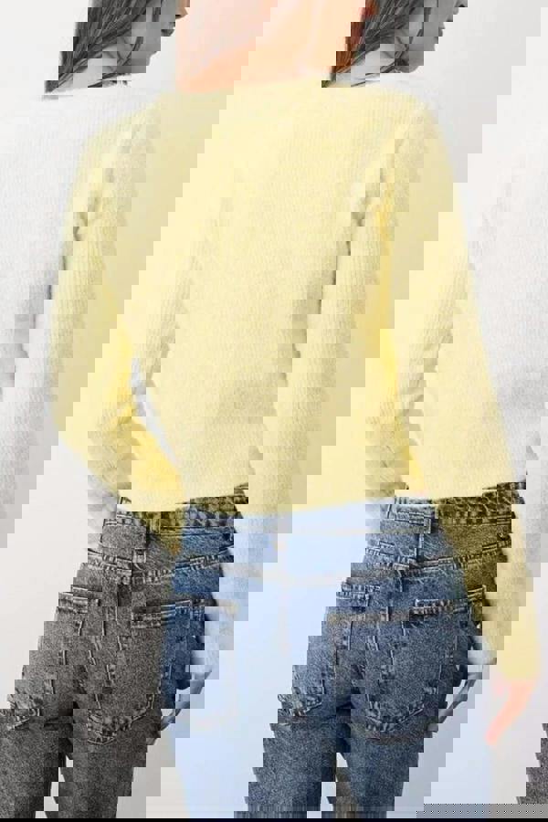 WOVCOR Crop Soft-Textured V Neck Knit Cardigan with Button Detail