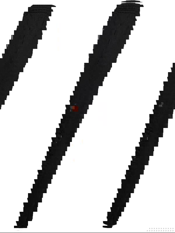 WorkTough Mens Cargo Stretch Fit Cordura Work Trouser Fleece Jogger, black jogger pants with multiple pockets and an orange WorkTough logo embroidered on the leg.