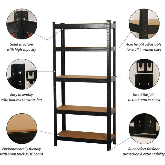 Havendro 5 Tier Racking Heavy Duty Garage Shelving Storage Shelves Boltless Steel Unit