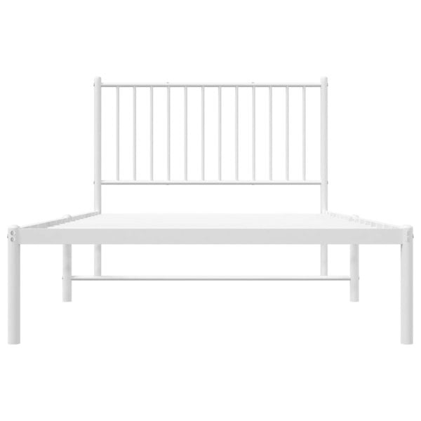 Berkfield Metal Bed Frame with Headboard White 100x200 cm