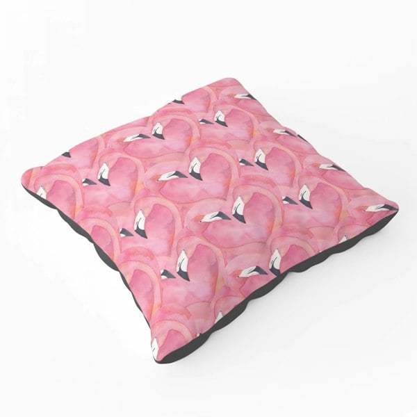 Warren Reed Watercolour Flamingo Hearts Floor Cushion