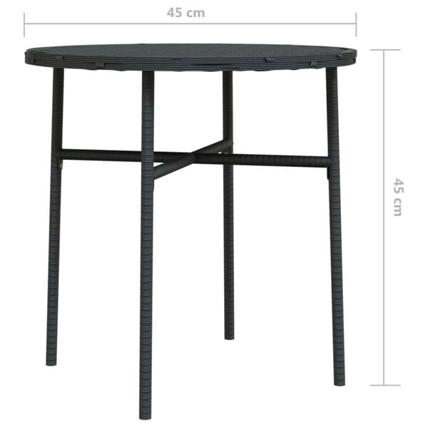 Berkfield Tea Table Black 45 cm Poly Rattan