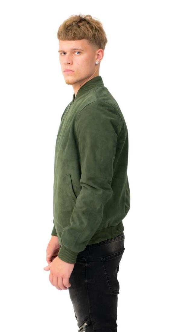 Infinity Leather Mens Retro Goat Suede Varsity Leather Bomber Jacket-Athens