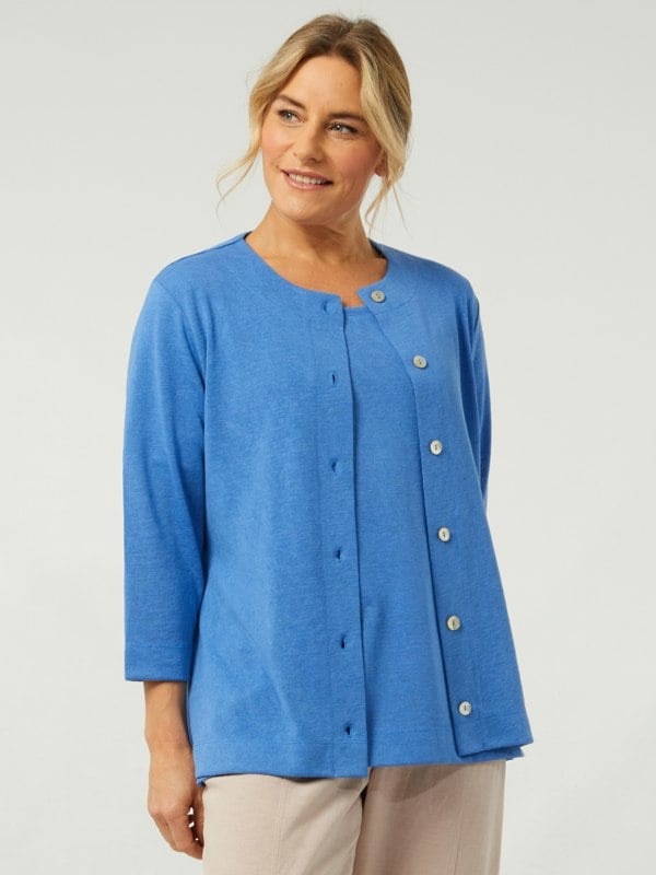 PennyPlain Front Button Cardigan - Light Ultramarine