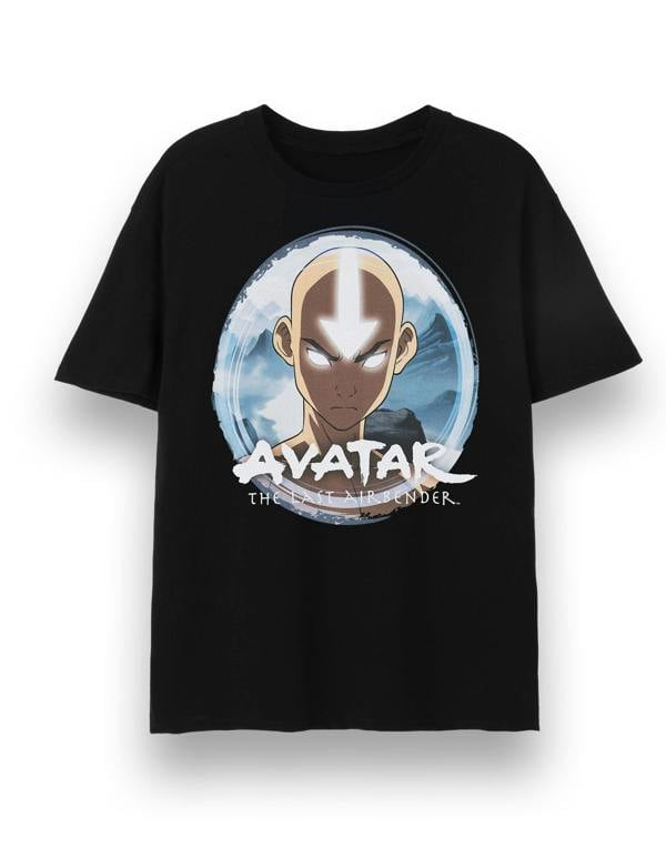 Avatar: The Last Airbender Mens Black Aang Circle Short Sleeved T-Shirt