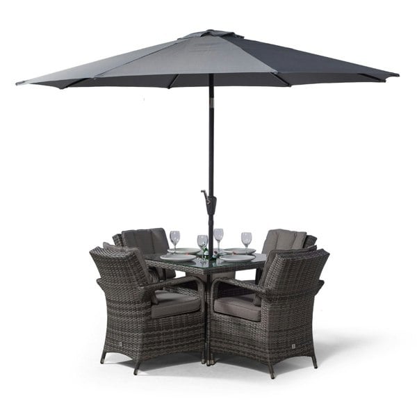 Giardino Arizona Square 4 Seater Patio Dining Set with Ice Bucket Drinks Cooler