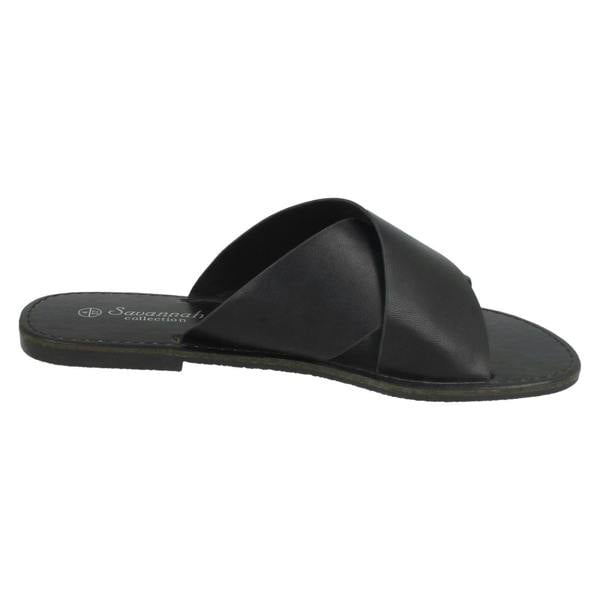 Savannah Ladies Savannah Flat X Strap Mules