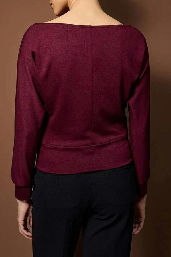 WOVCOR Boat Neck Regular Knit Blouse