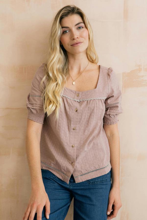 Lily & Me Poppy Plain Cotton Blouse Soft Pink