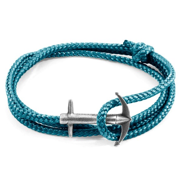 Anchor & Crew Ocean Blue Admiral Anchor Silver and Rope Bracelet