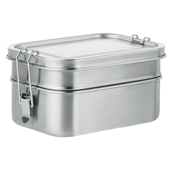 MidOcean Double Chan Stainless Steel Lunch Box - Matt Silver - 