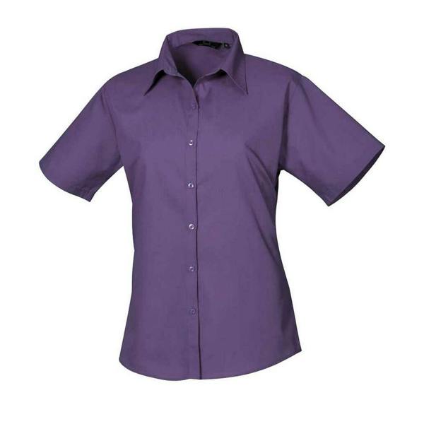 Premier Womens/Ladies Poplin Short-Sleeved Blouse - Purple