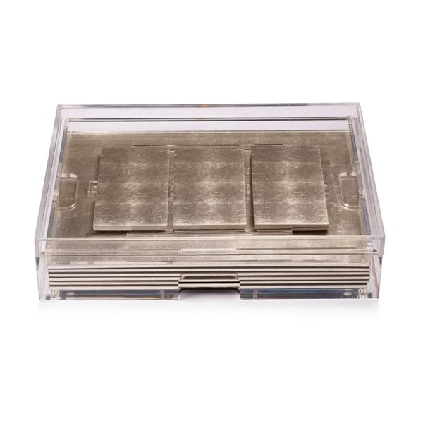 Grand Matbox Clear Silver Leaf Chic Matte Champagne - Posh Trading Company  - Interior furnishings london