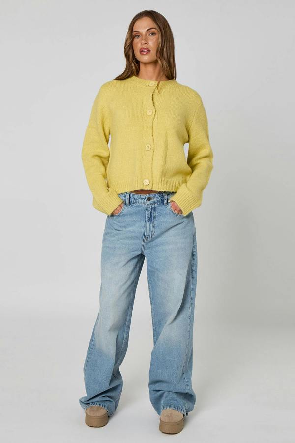 Urban Bliss Lime Cropped soft knit cardigan
