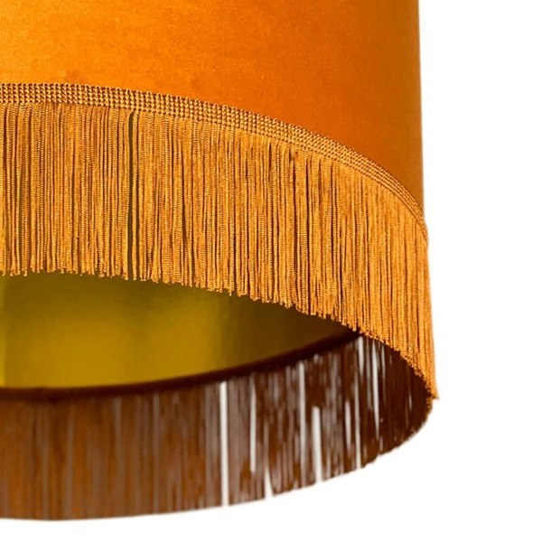 Love Frankie Rust Velvet Lampshade with Gold Lining & Fringing