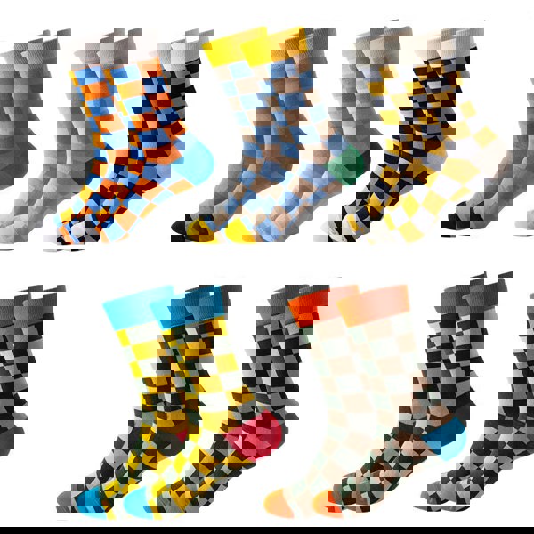 Anysox Anyfootwear 5 Pairs One Size 5-11 Mixed Color Socks Cotton Fashion Random Mosaic Woman Skateboard Oil Paitiing