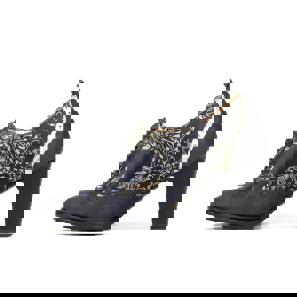 Embassy London Casino - Blue & Silver Paisley - Women's leather pump in 3 inch heel with brogue details